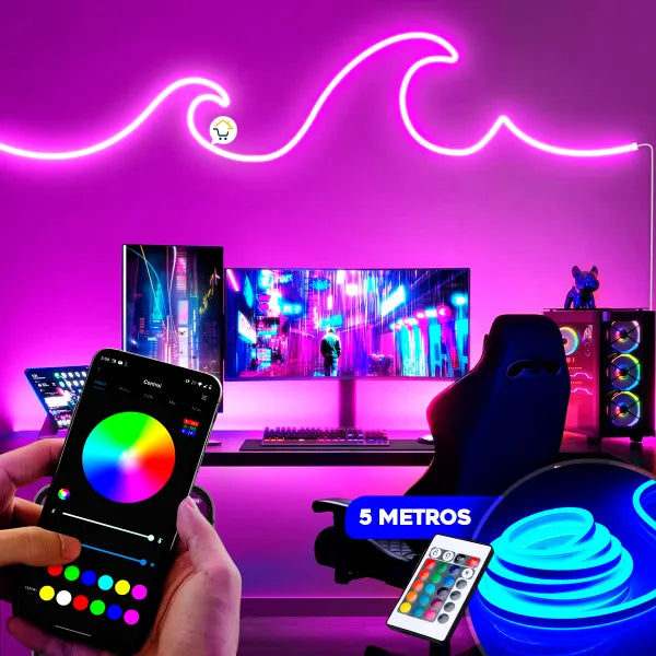 Cinta LED Neon Rgb 5 Metros Bluetooth